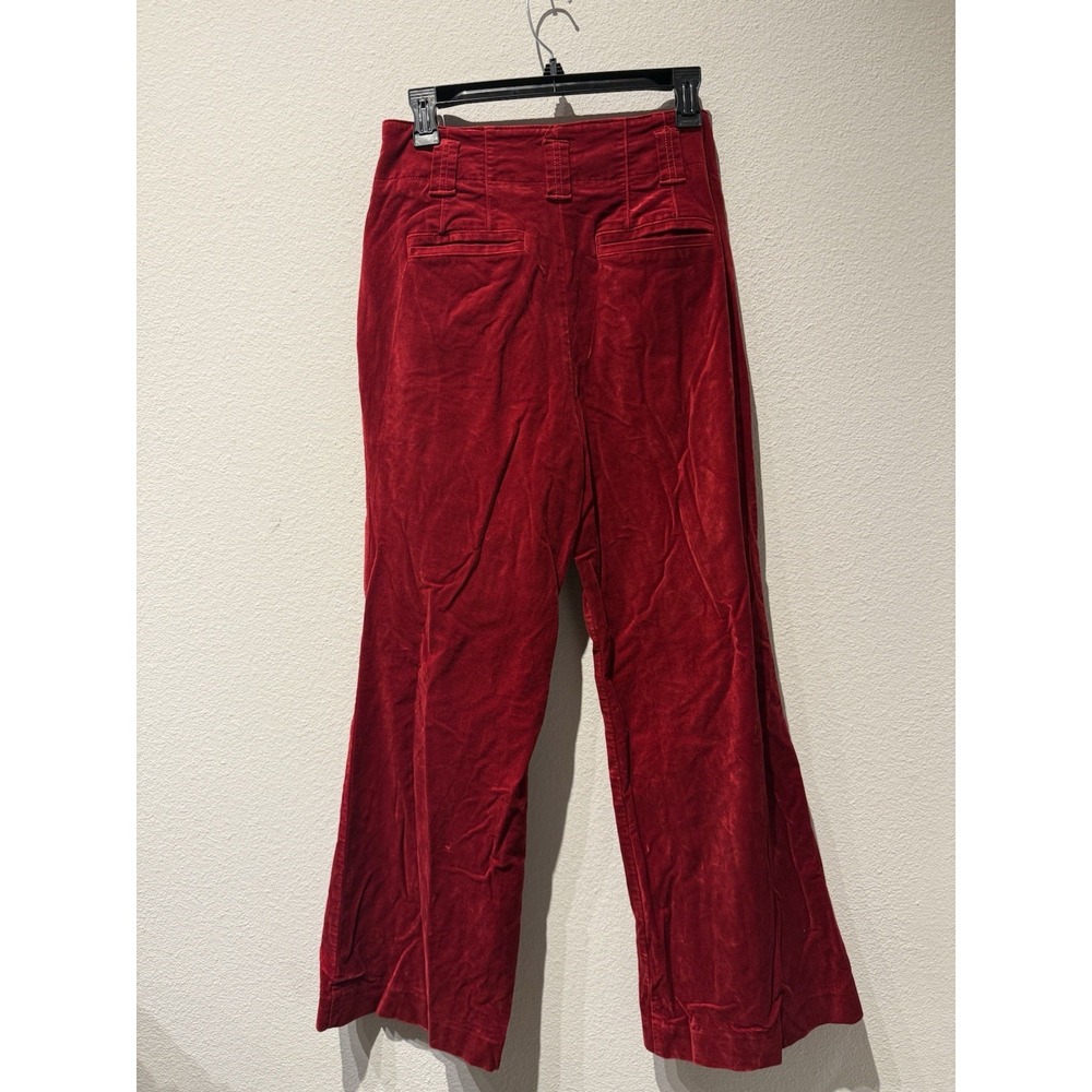 Anthropologie Maeve Red Velvet Pants Size 10 Holiday Party Statement - Picture 6 of 9